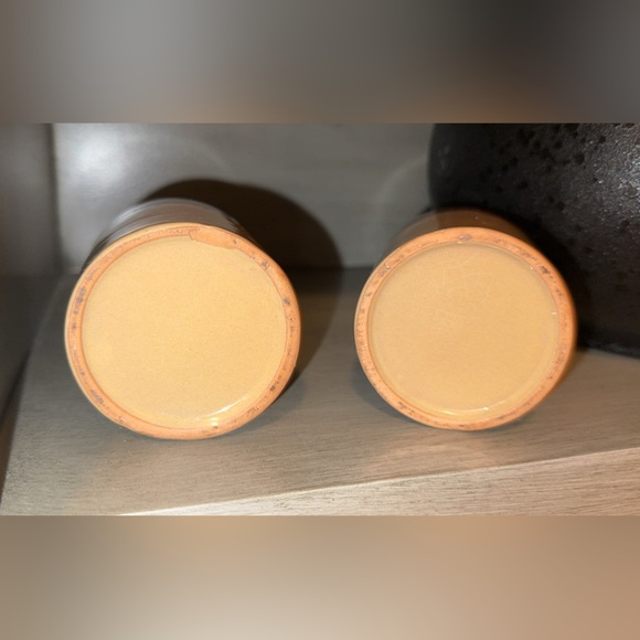 Vintage 1970s set of 2 brown, tan hombre condiment cups Taiwan RETRO - Picture 4 of 6